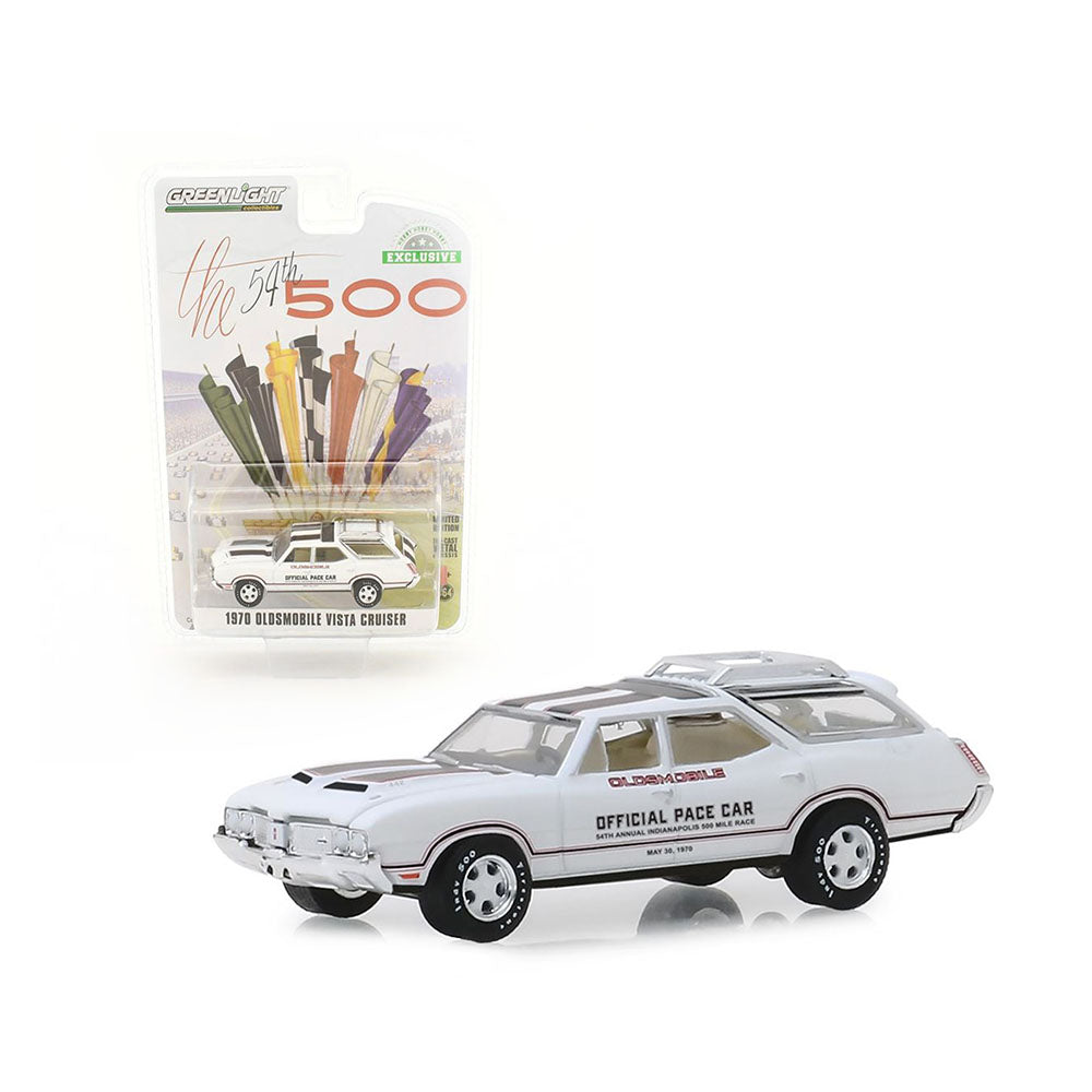 Greenlight Licensed 1:64 Scale Oldsmobile Vista Cruiser 1970 Diecast Model Car White