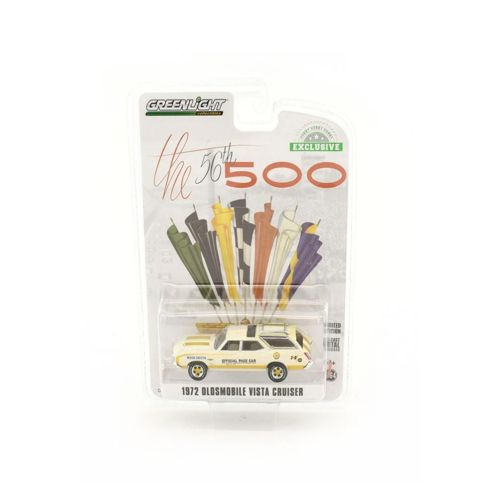 Greenlight Licensed 1:64 Scale Oldsmobile Vista Cruiser 1972 Diecast Model Car White & Gold
