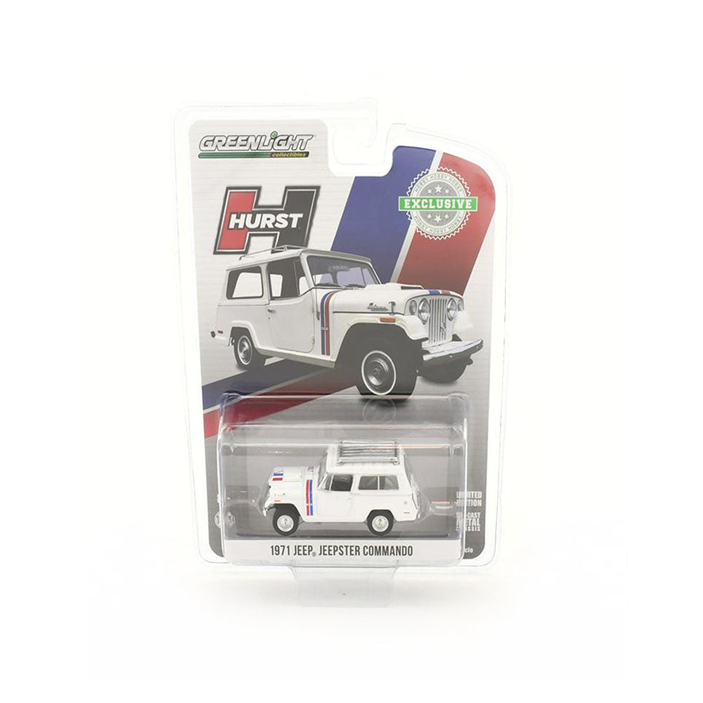 Greenlight Licensed 1:64 Scale Jeep Jeepster Commando Hurst Edition 1971 Diecast Model Car White