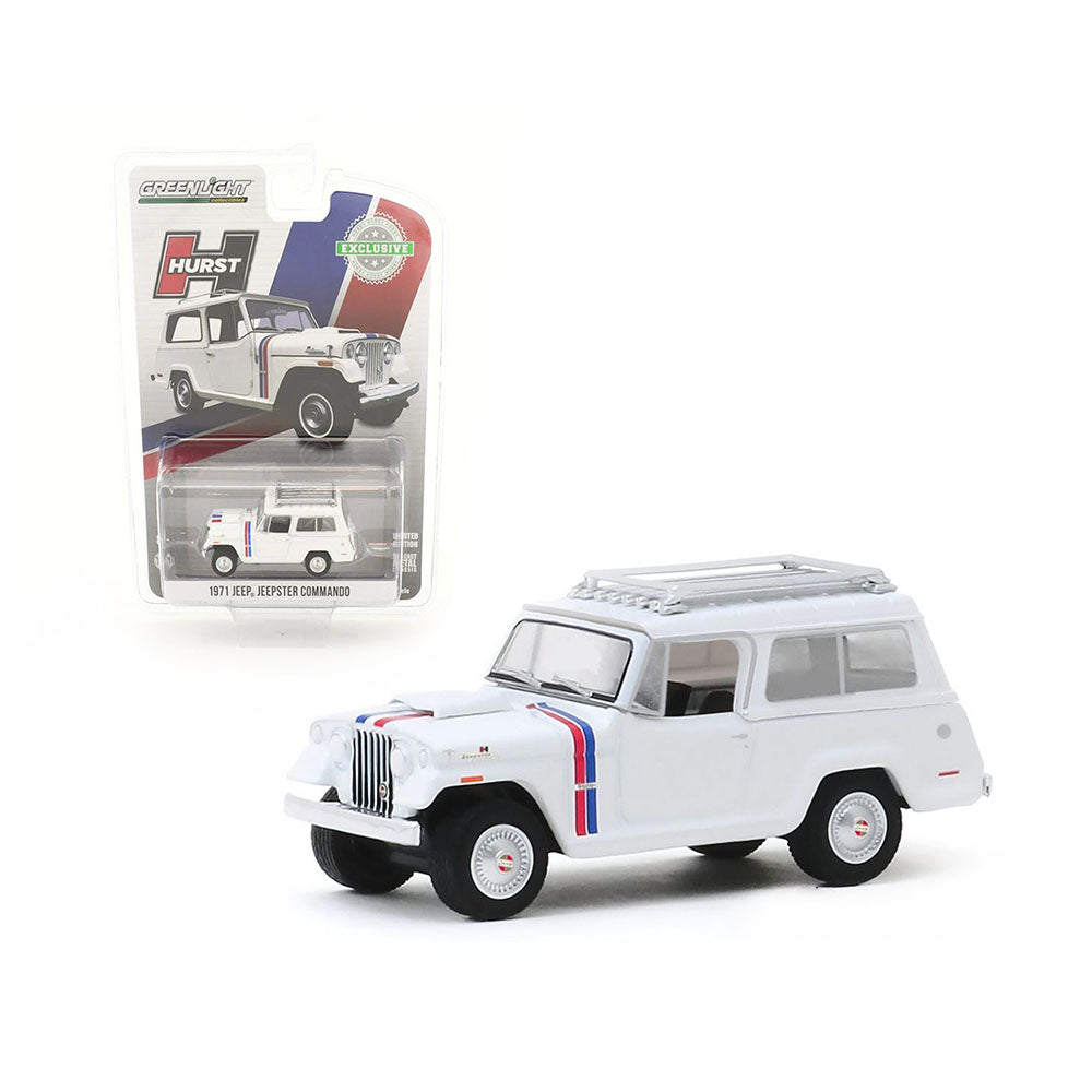 Greenlight Licensed 1:64 Scale Jeep Jeepster Commando Hurst Edition 1971 Diecast Model Car White