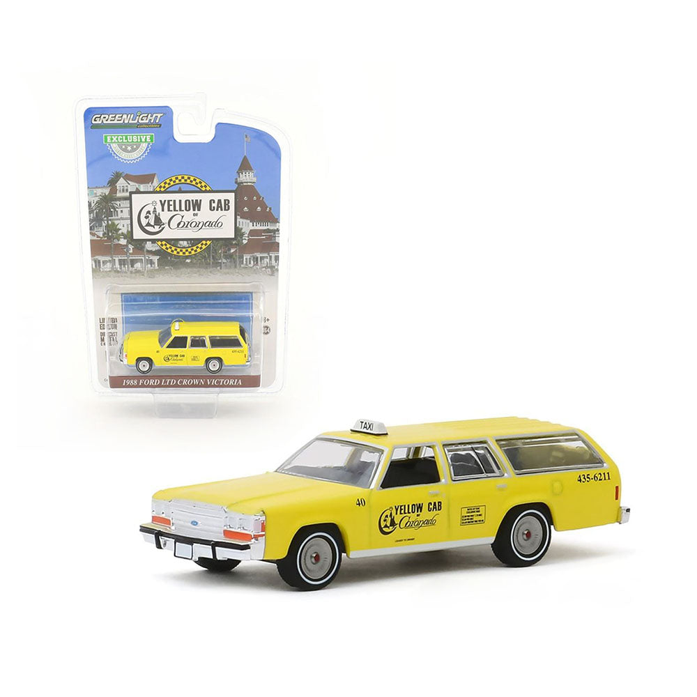 Greenlight Licensed 1:64 Scale Ford LTD Crown Victoria 1988 Diecast Model Car Yellow