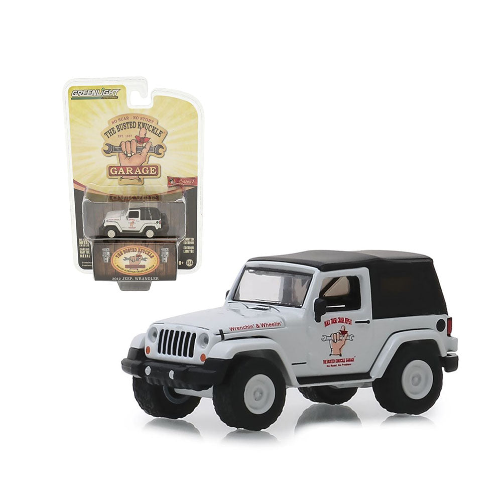 Greenlight Licensed 1:64 Scale Jeep Wrangler Off Road 2012 Diecast Model Car White & Black