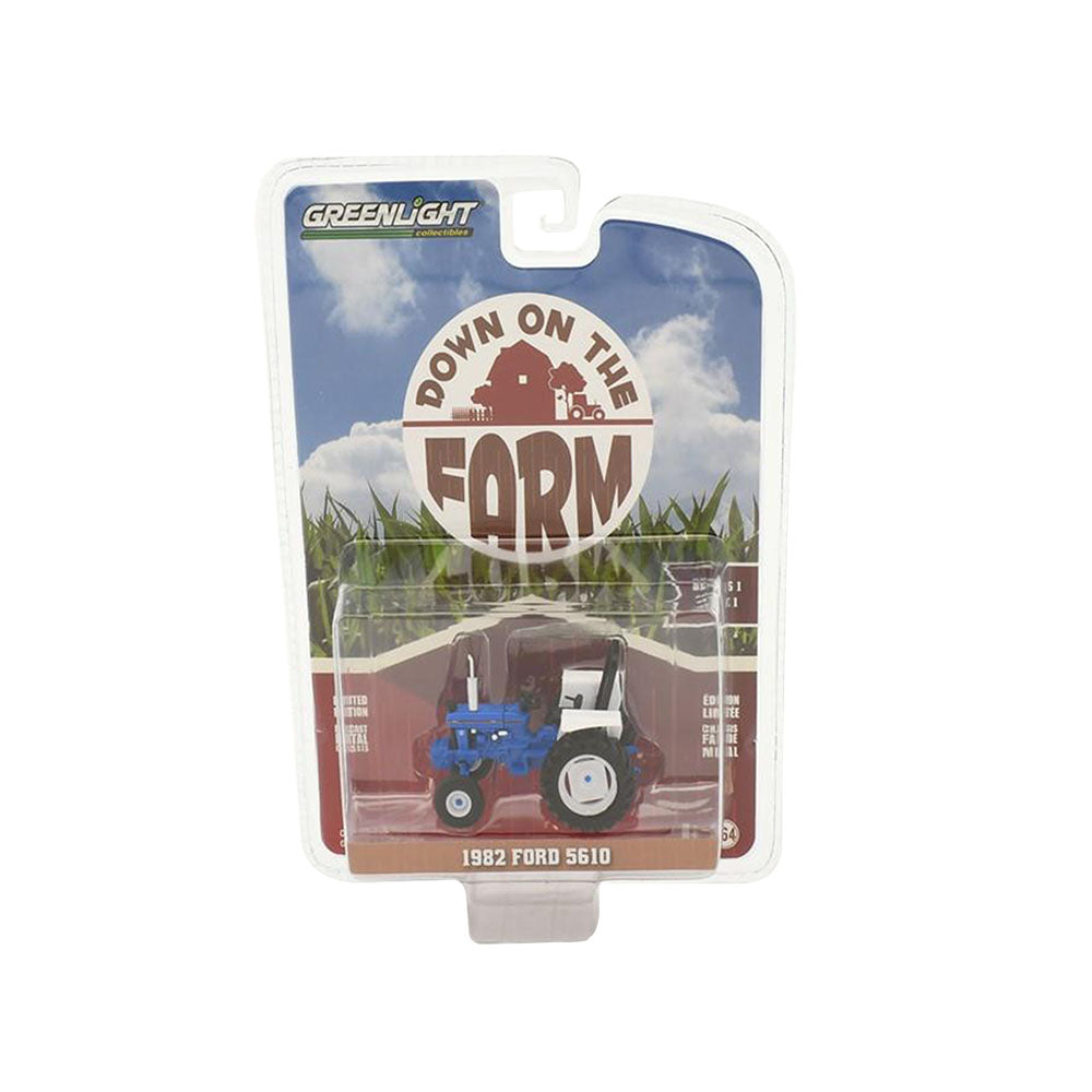 Greenlight Licensed 1:64 Scale Ford 5610 Tractor 1982 Diecast Model Car Blue & Black