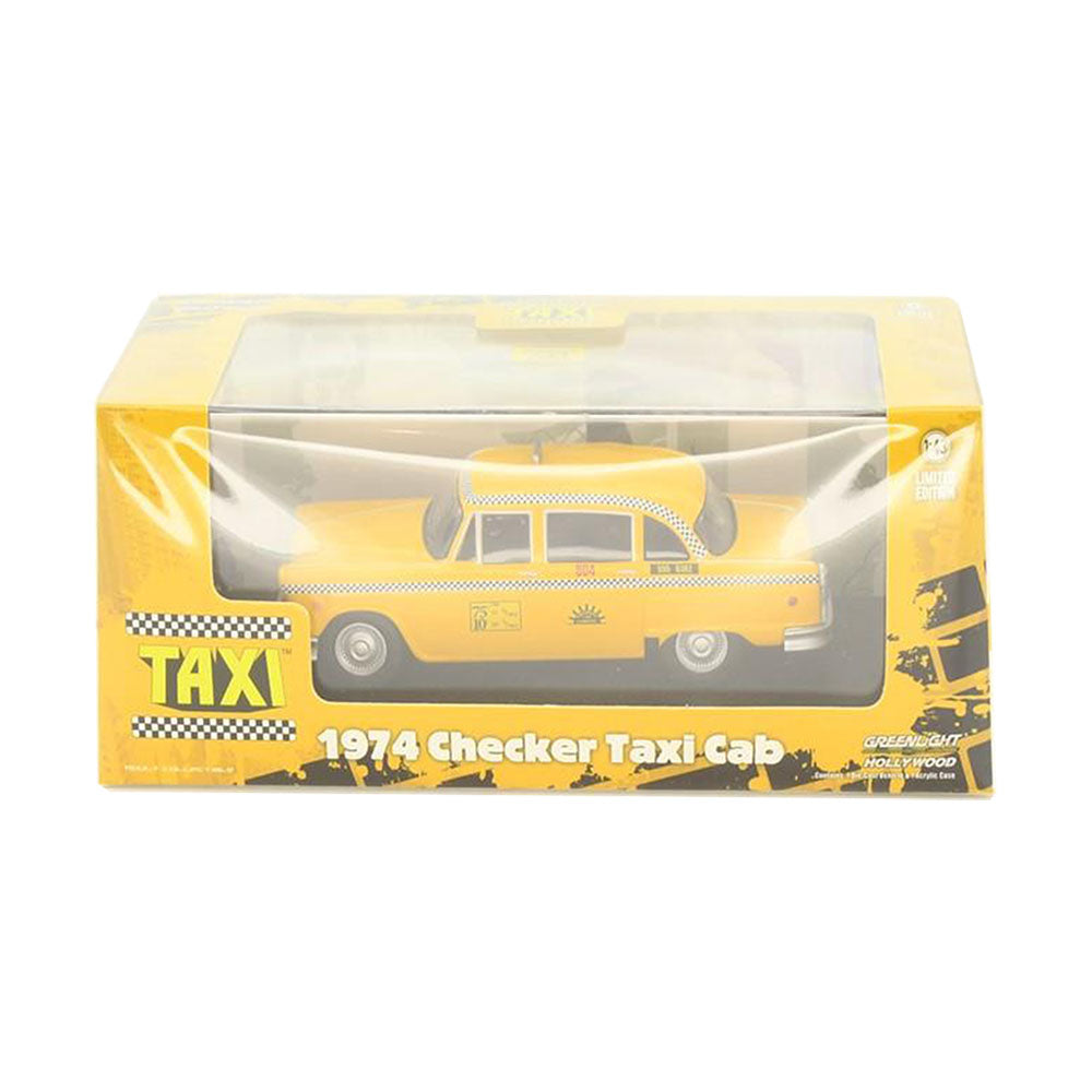 Greenlight Licensed 1:43 Scale Checker Taxi Cab 1974 Diecast Model Car Yellow