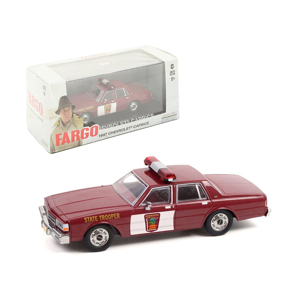 Greenlight Licensed 1:43 Scale Fargo Chevrolet Caprice Minnesota State Trooper Movie 1987 Diecast Model Car Brick Red