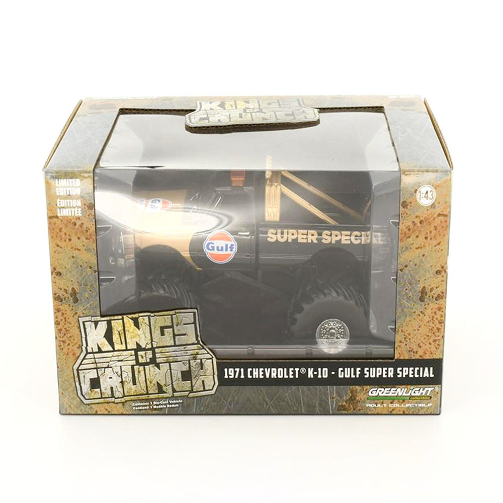 Greenlight Licensed 1:43 Scale Chevrolet K-10-Gulf Super Special 1971 Diecast Model Car Black & Gold