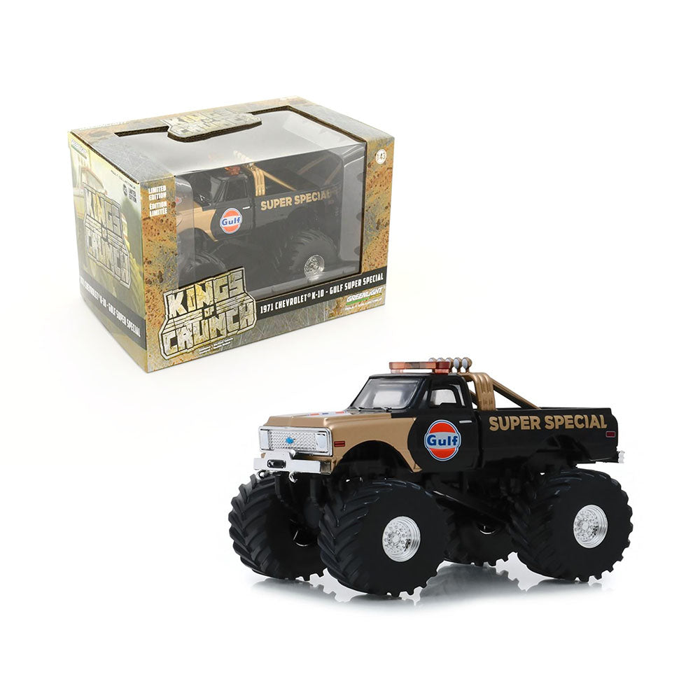 Greenlight Licensed 1:43 Scale Chevrolet K-10-Gulf Super Special 1971 Diecast Model Car Black & Gold