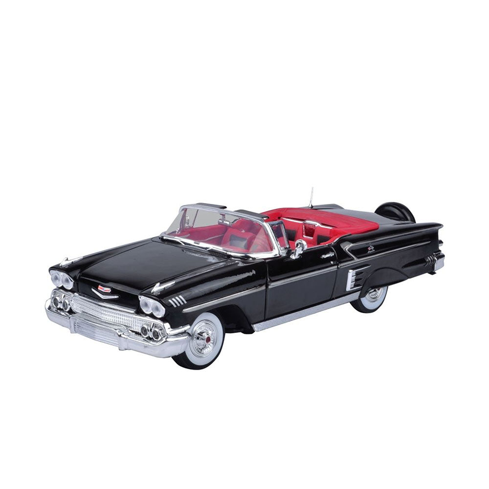 Motormax Licensed 1:18 Scale Chevrolet Impala 1958 Diecast Model Car Black & Red
