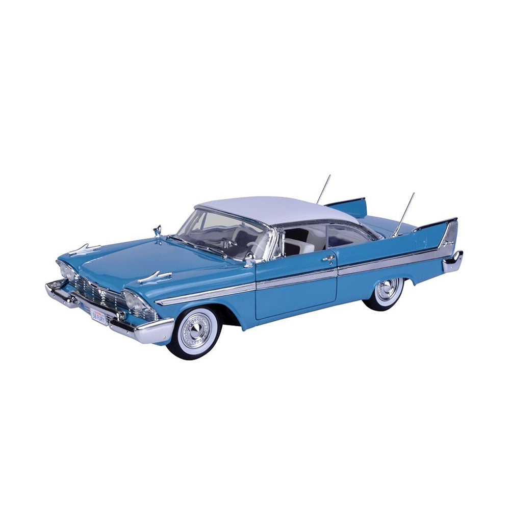Motormax Licensed 1:18 Scale Plymouth Fury 1958 Diecast Model Car Blue & White