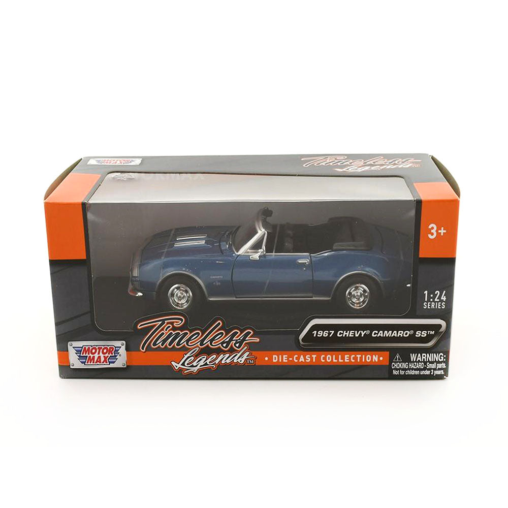 Motormax Licensed 1:24 Scale Chevy Camaro Convertible 1967 Diecast Model Car Blue