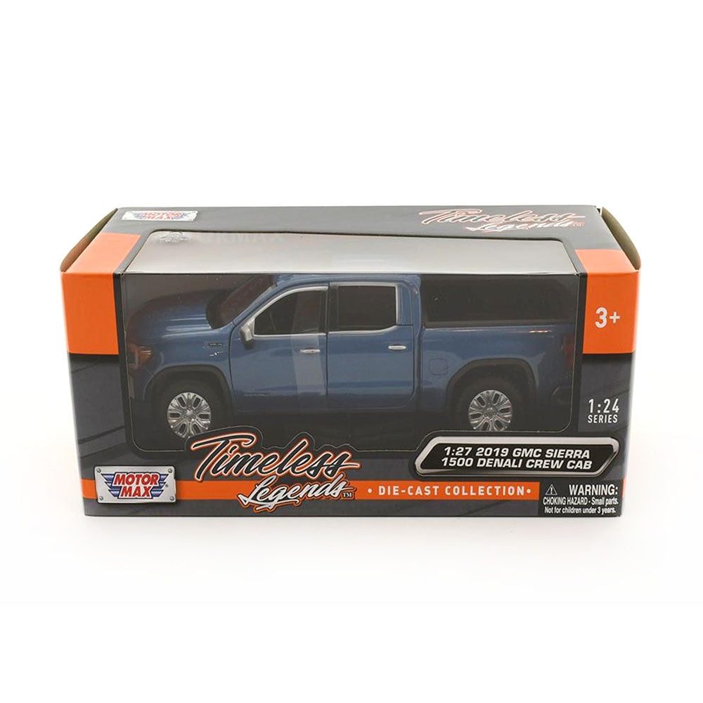 Motormax Licensed 1:27 Scale GMC Sierra 1500 Denali Crew Cab 2019 Diecast Model Car Blue