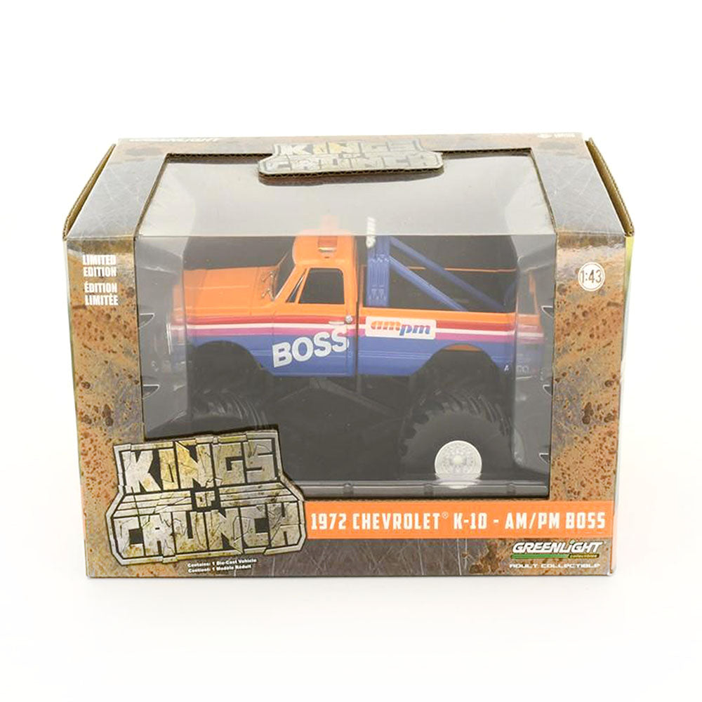 Greenlight Licensed 1:43 Scale Kings of Crunch 1972 Chevrolet K-10-AM/PM Boss Diecast Model Car Orange