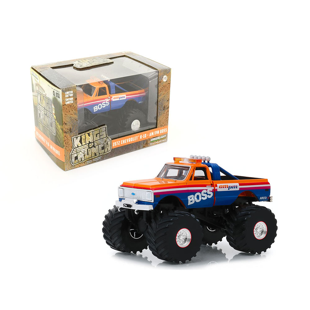 Greenlight Licensed 1:43 Scale Kings of Crunch 1972 Chevrolet K-10-AM/PM Boss Diecast Model Car Orange