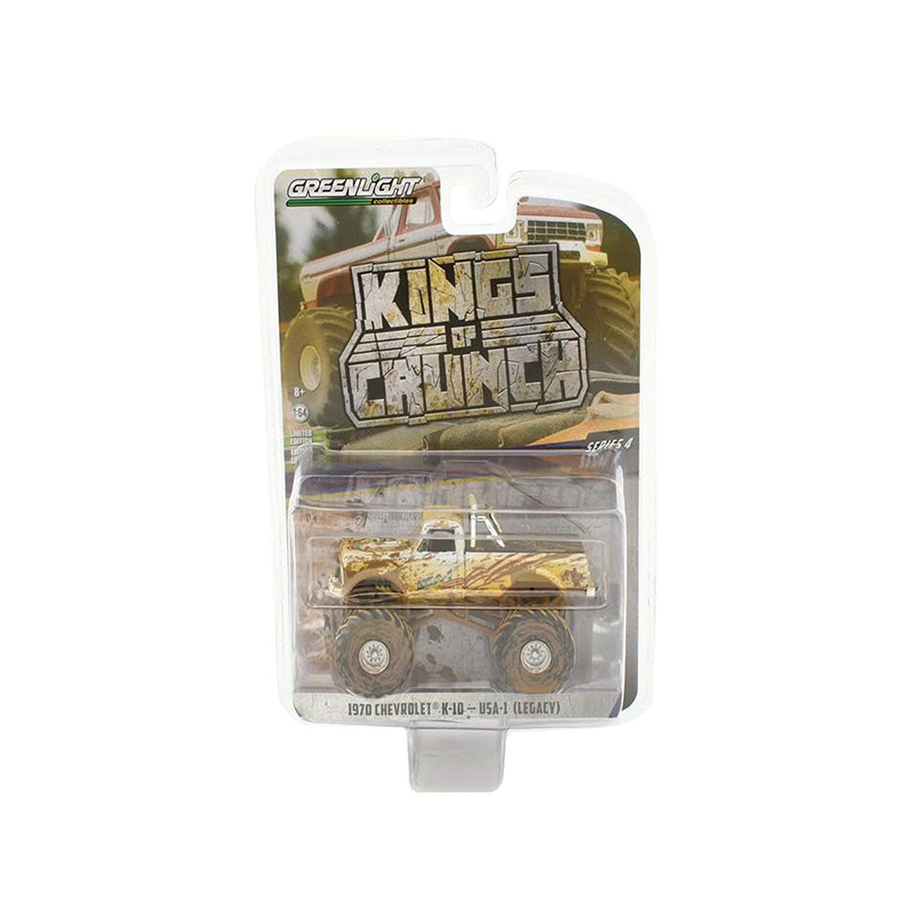 Greenlight Licensed 1:64 Scale Chevrolet K-10 Monster Truck 1970 Diecast Model Car Muddy White