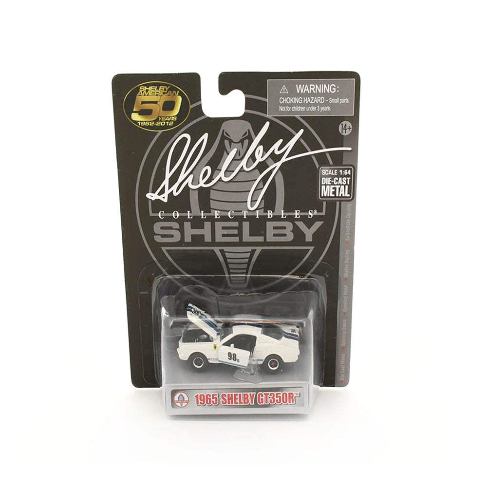 Shelby Licensed 1:64 Scale Shelby GT350R #98B 1965 Diecast Model Car White & Blue