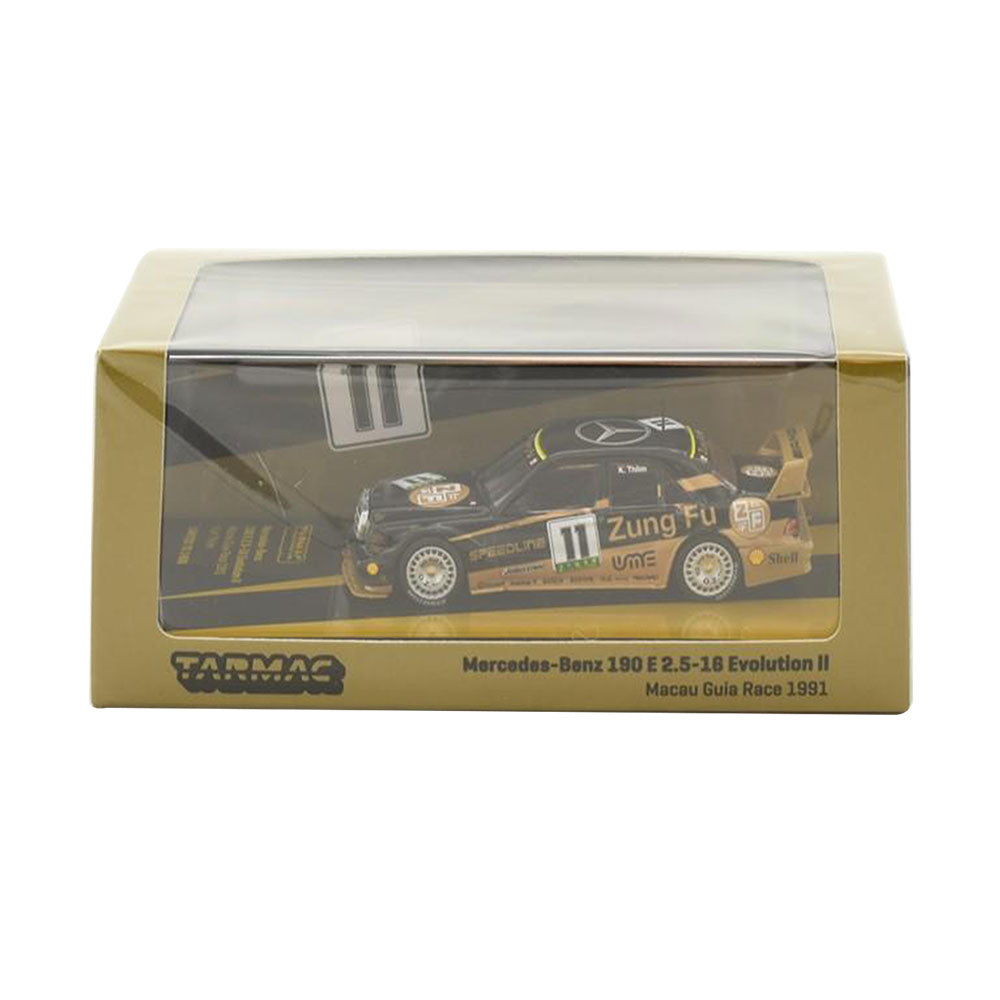 Tarmac Works 1:64 Scale #11 Mercedes Benz 190 E 2.5-16 Evolution II Macau Gula Race 1991 K.Thilm Model Car