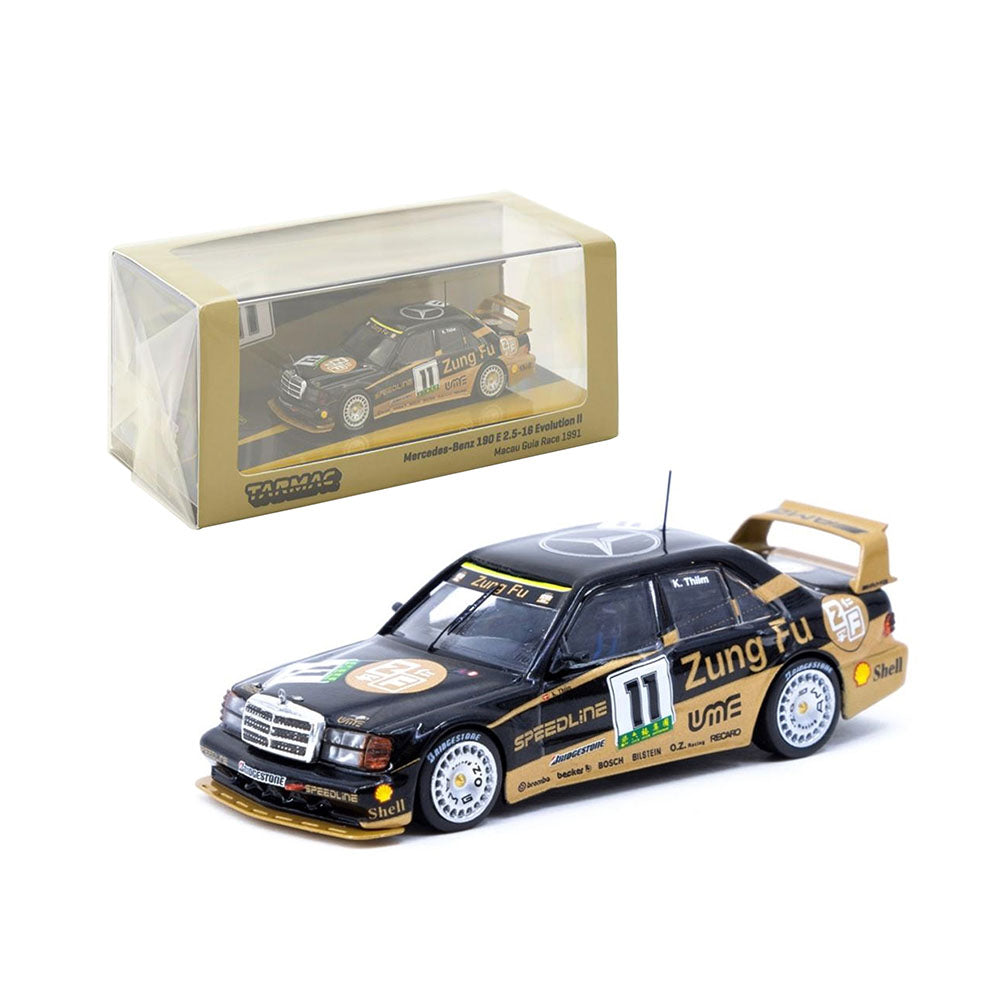 Tarmac Works 1:64 Scale #11 Mercedes Benz 190 E 2.5-16 Evolution II Macau Gula Race 1991 K.Thilm Model Car