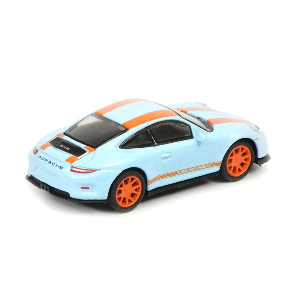 Schuco Licensed 1:87 Scale Porsche 911 R Diecast Model Car Blue & Orange