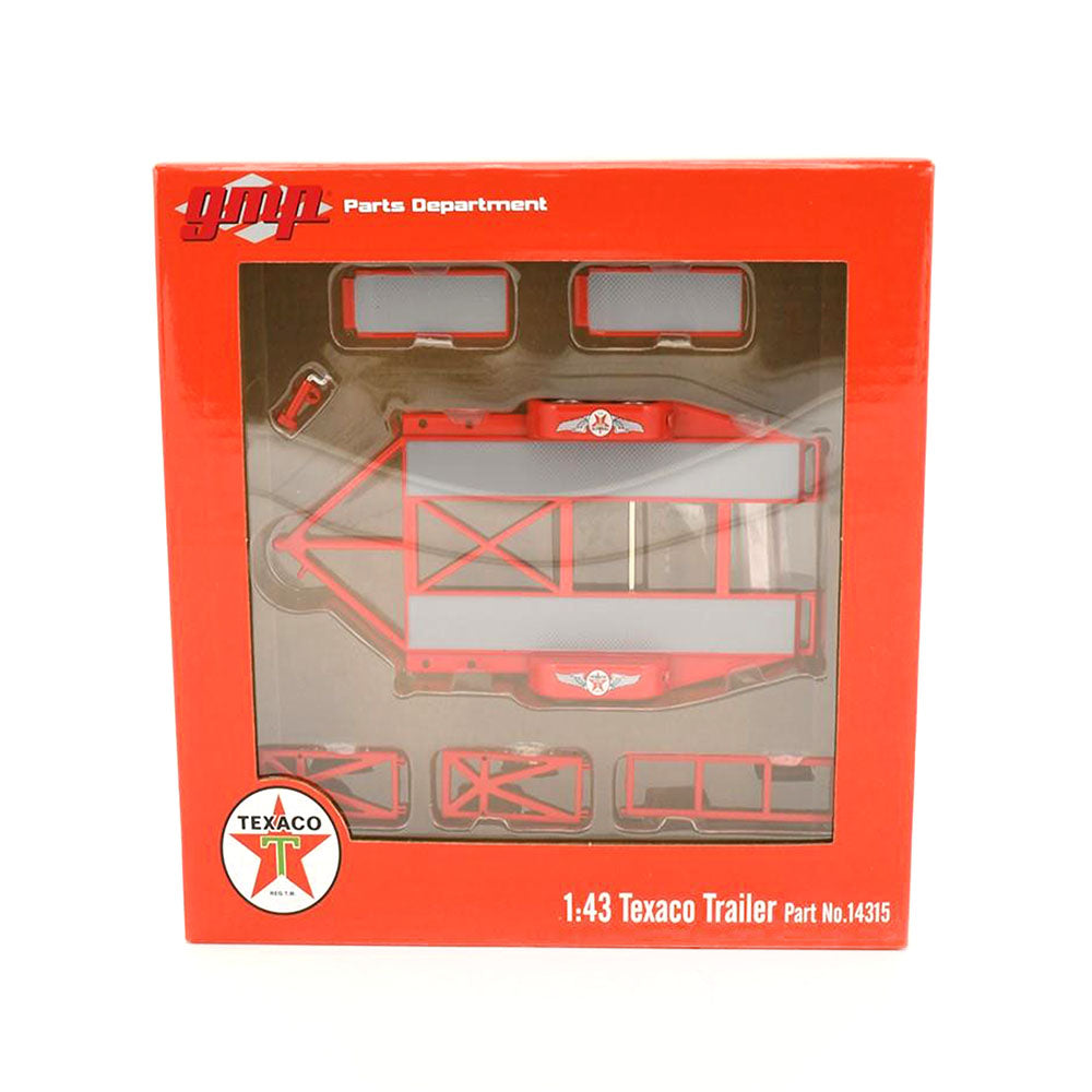 GMP 1:43 Scale Texaco Tandem Car Trailer With Tyre Rack Model Toy Red & Silver