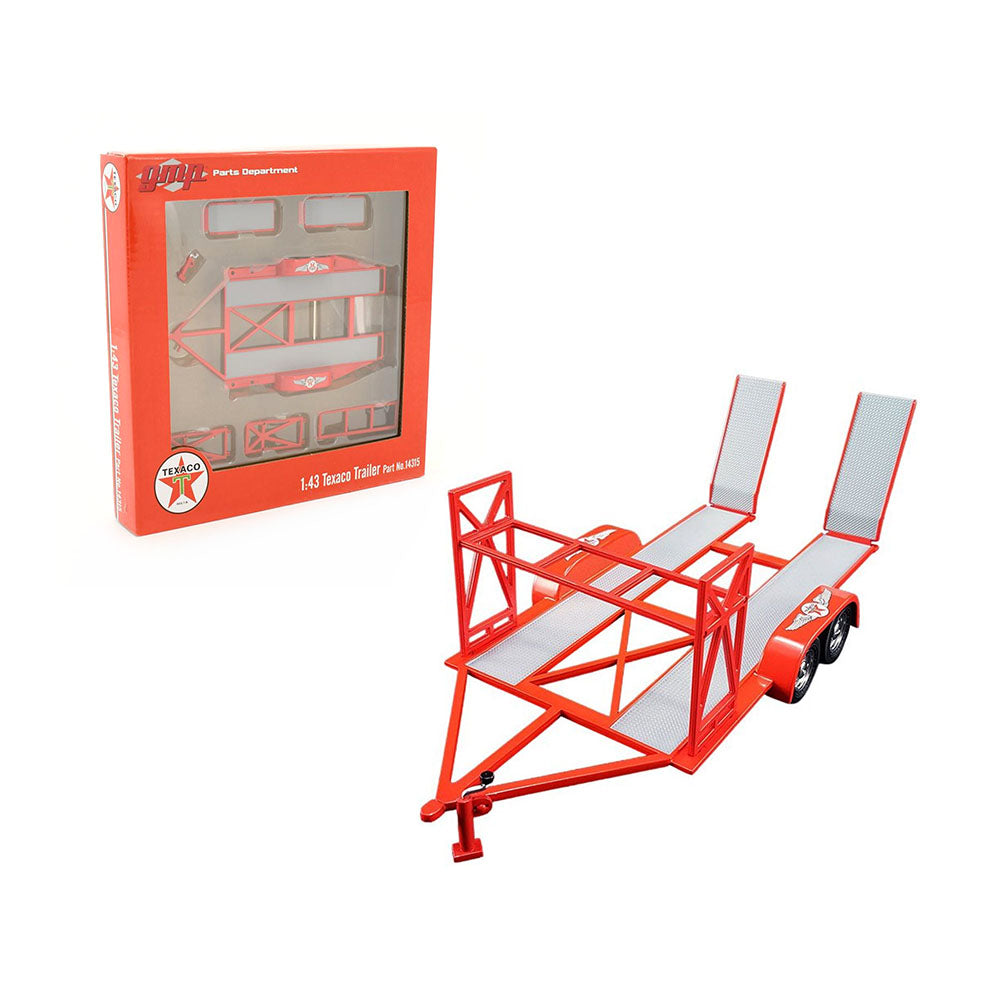 GMP 1:43 Scale Texaco Tandem Car Trailer With Tyre Rack Model Toy Red & Silver