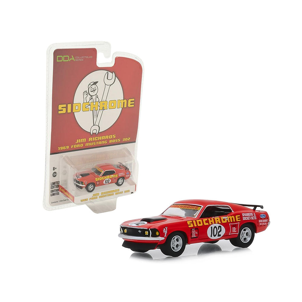 DDA 1:64 Scale Ford Mustang Boss 302 #102 Jim Richards Sidchrome Racing 1969 Model Toy