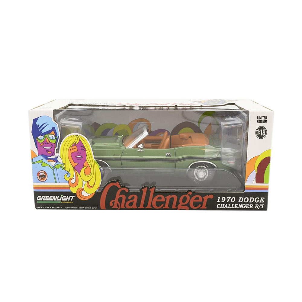 Greenlight Licensed 1:18 Scale Convertible Dodge Challenger R T 1970 Diecast Model Car Green