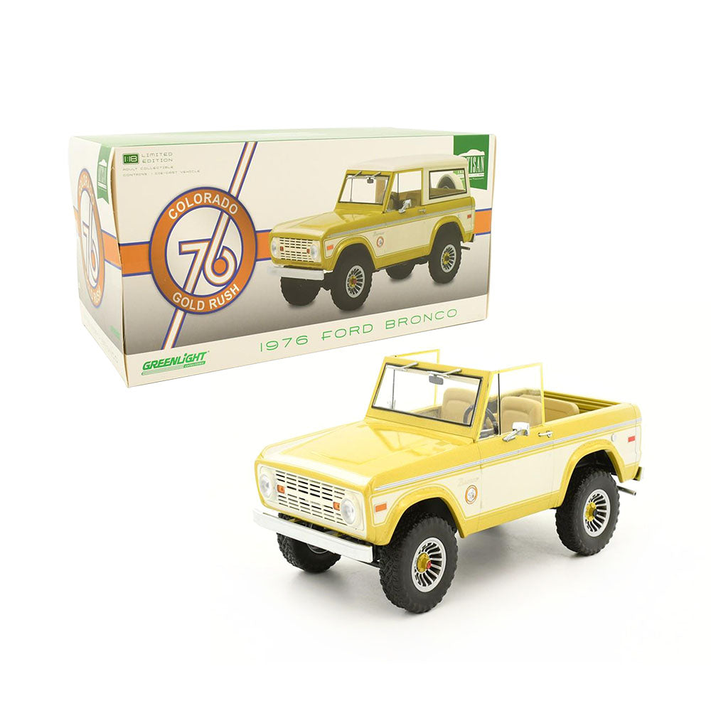 Greenlight Licensed 1:18 Scale Ford Bronco Colorado 1976 Diecast Model Car Gold