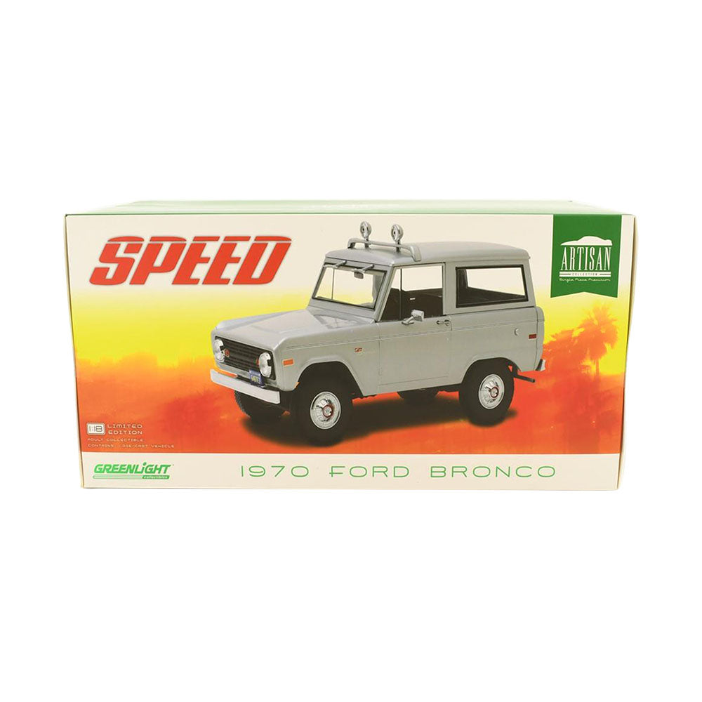 Greenlight Licensed 1:18 Scale Ford Brono Movie Artisan Collection 1970 Diecast Model Car Gray