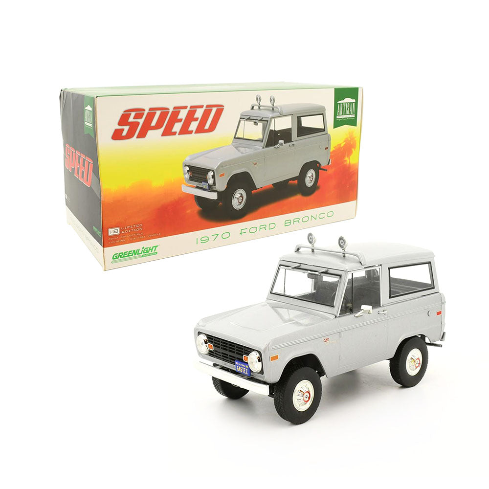 Greenlight Licensed 1:18 Scale Ford Brono Movie Artisan Collection 1970 Diecast Model Car Gray