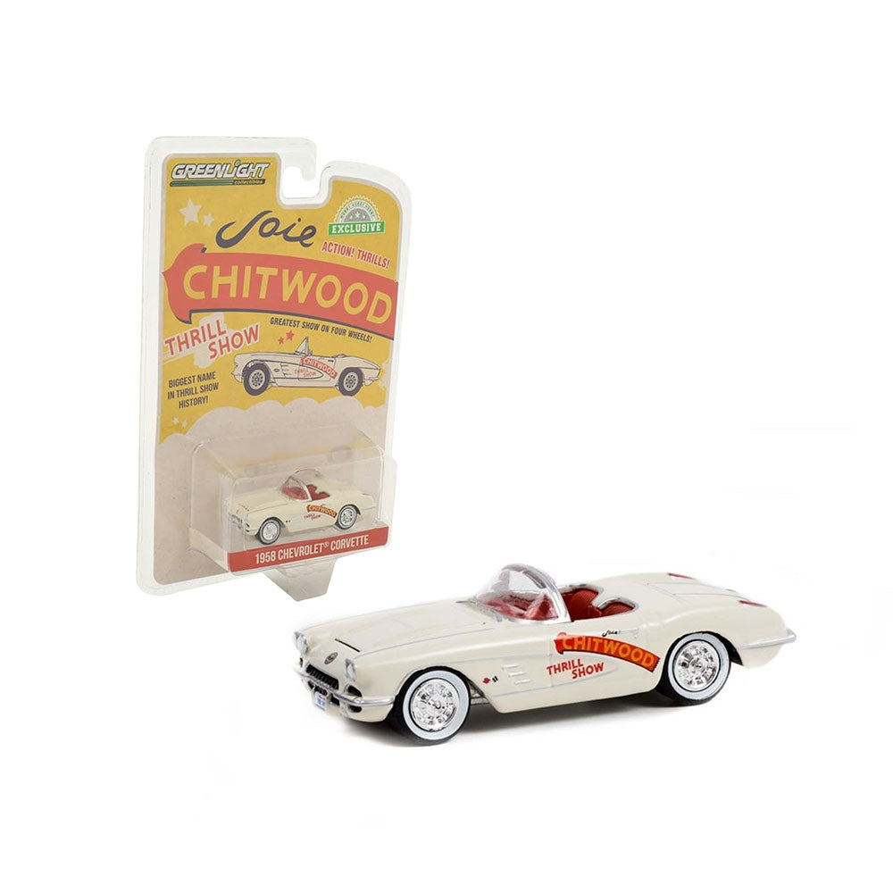 Greenlight 1:64 Scale Chevrolet Corvette Joie Chitwood Thrill Show 1958 Diecast Model Car
