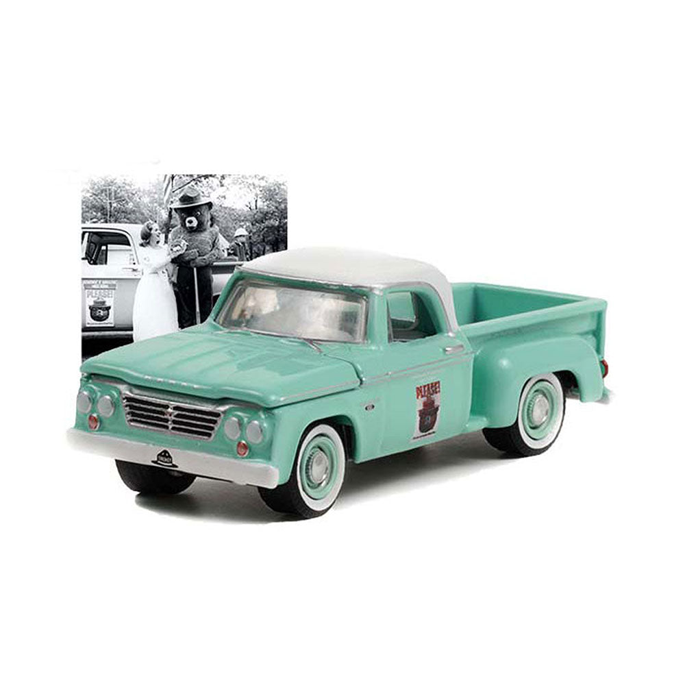 Greenlight Licensed 1:64 Scale Dodge D-100 1965 Diecast Model Car Turquoise & White