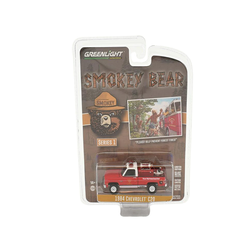 Greenlight Licensed 1:64 Scale Chevrolet C20 1984 Diecast Model Car Red & White