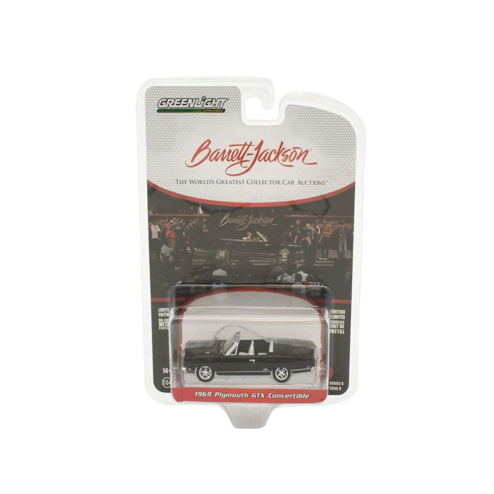 Greenlight Licensed 1:64 Scale Plymouth GTX Convertible 1969 Diecast Model Car Black & White
