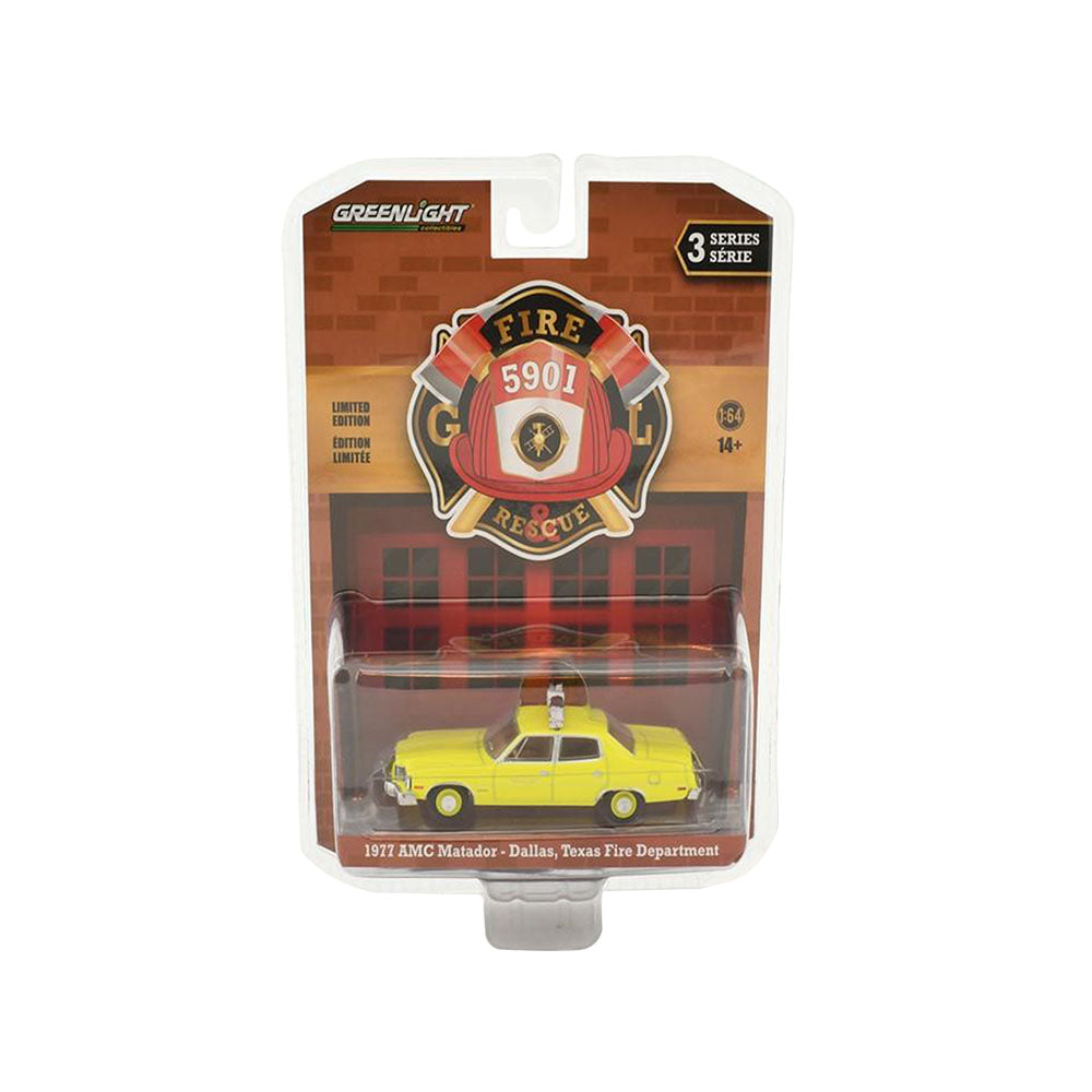 Greenlight Licensed 1:64 Scale AMC Matador 1977 Diecast Model Car Yellow