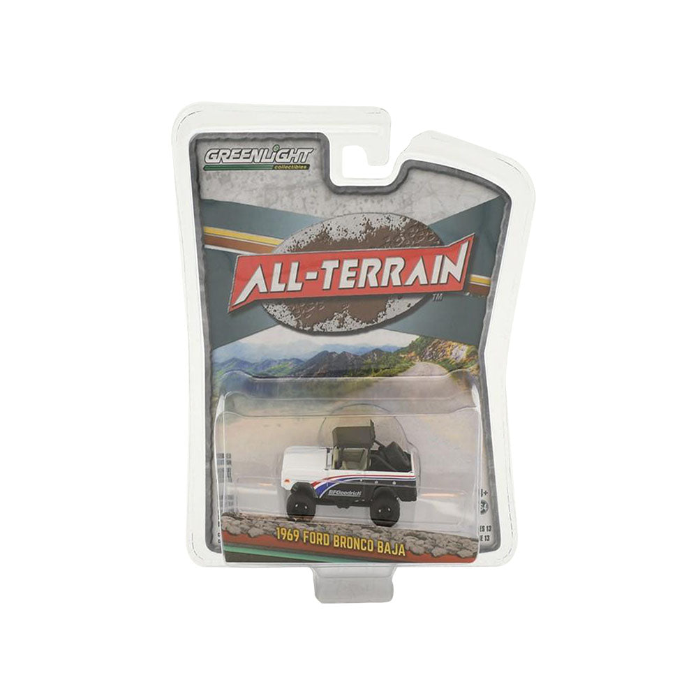 Greenlight Licensed 1:64 Scale Ford Bronco Baja1969 Diecast Model Car White & Black