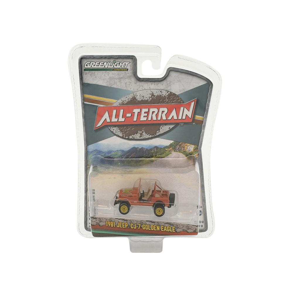 Greenlight Licensed 1:64 Scale Jeep CJ 7 Golden Eagle 1981 Diecast Model Car Red