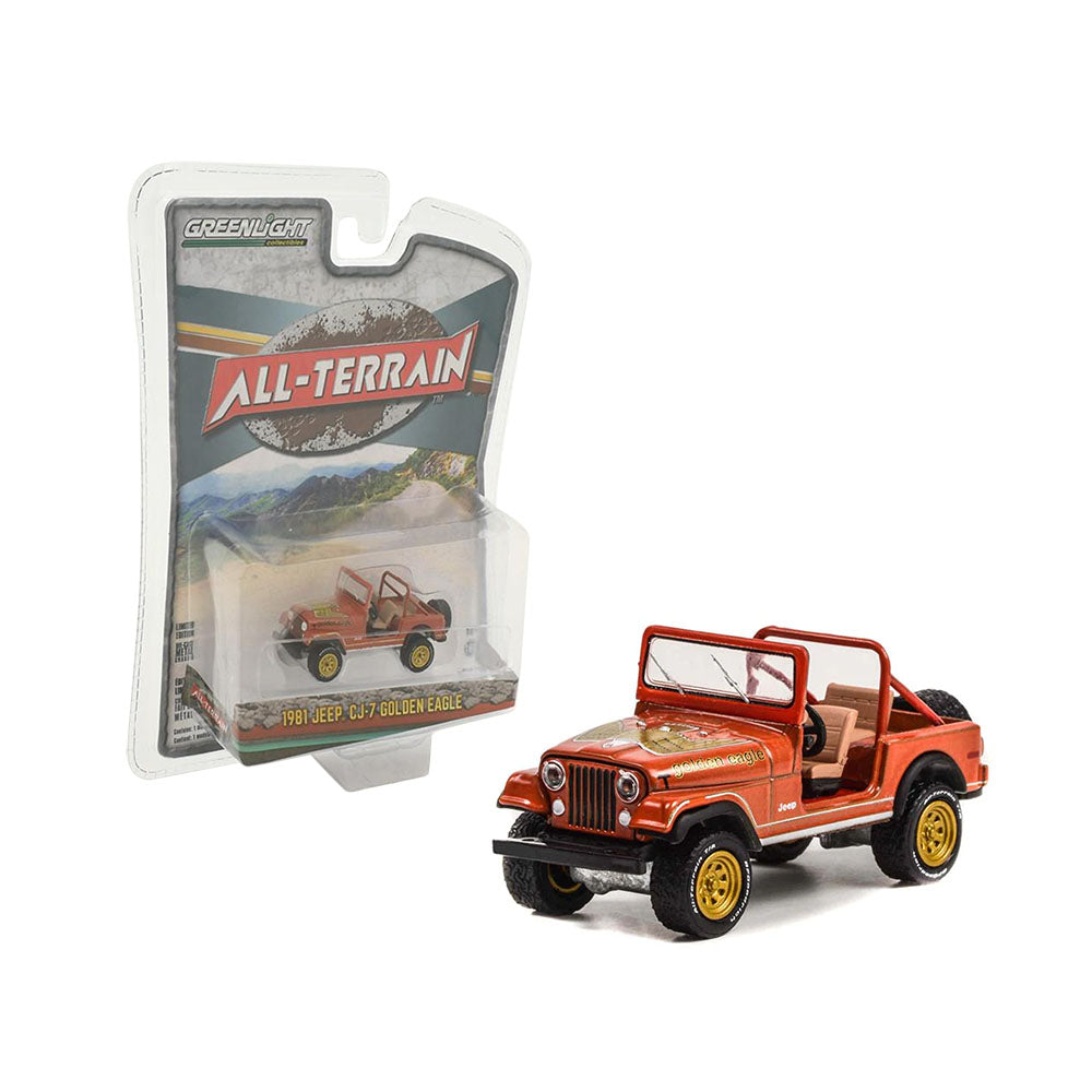 Greenlight Licensed 1:64 Scale Jeep CJ 7 Golden Eagle 1981 Diecast Model Car Red