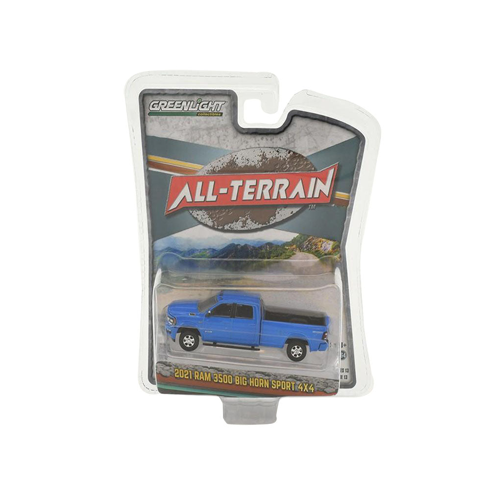 Greenlight Licensed 1:64 Scale Ram 3500 Big Horn Sport 4X4 2021 Diecast Model Car Blue
