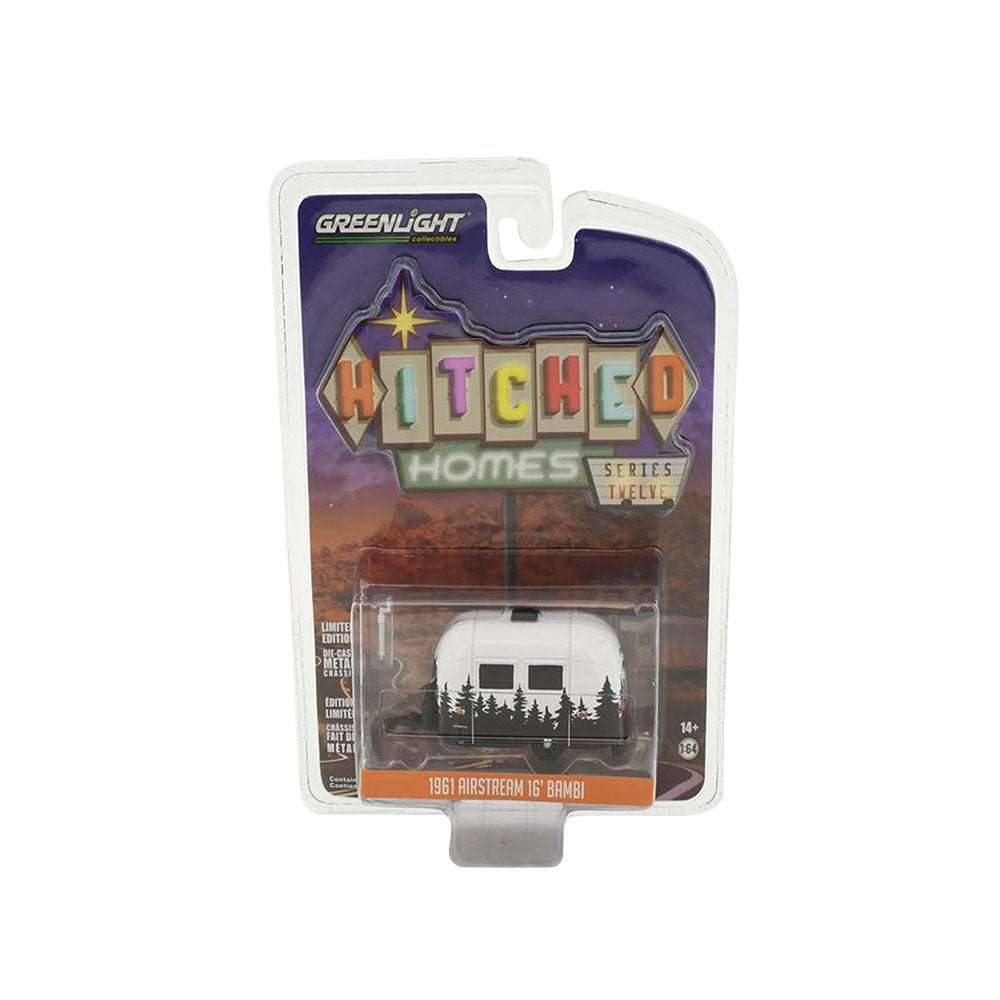 Greenlight Licensed 1:64 Scale Airstream 16' Bambi 1961 Diecast Model Toy White & Black