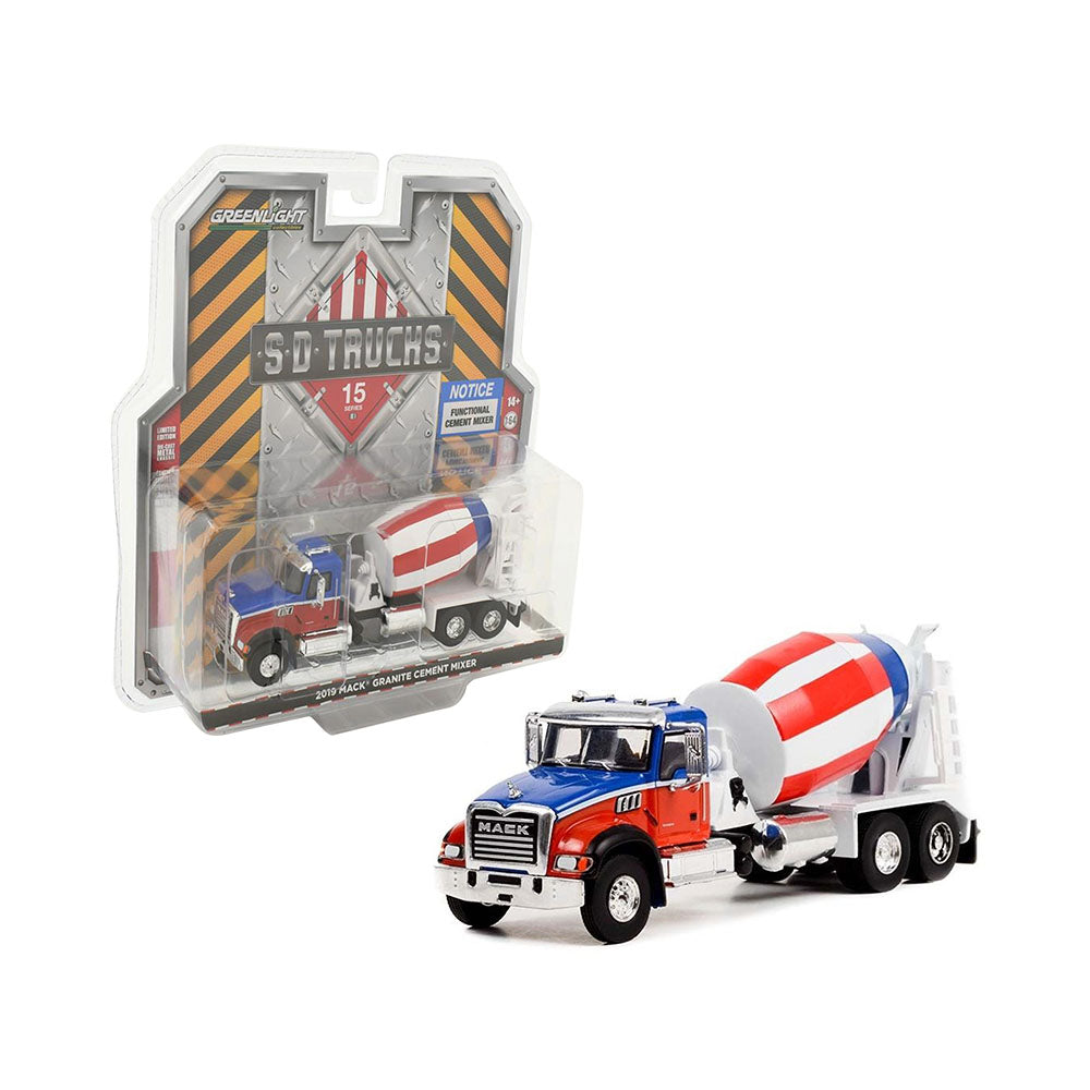 Greenlight Licensed 1:64 Scale Mack Granite Cement Mixer 2019 Diecast Model Truck