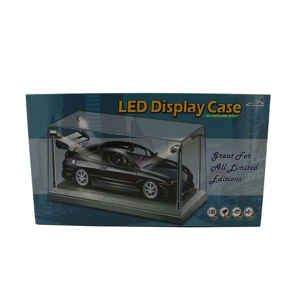 King Creation Silver LED Display Case 35.5 x 15.6 x 16CM For 1:18 Scale Car Toy