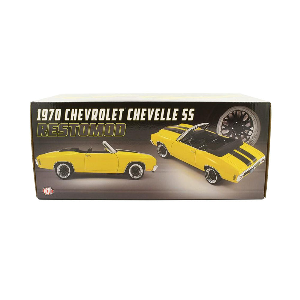 Acme Licensed 1:18 Scale Chevrolet Chevelle Convertible Restomod 1970 Model Car Yellow