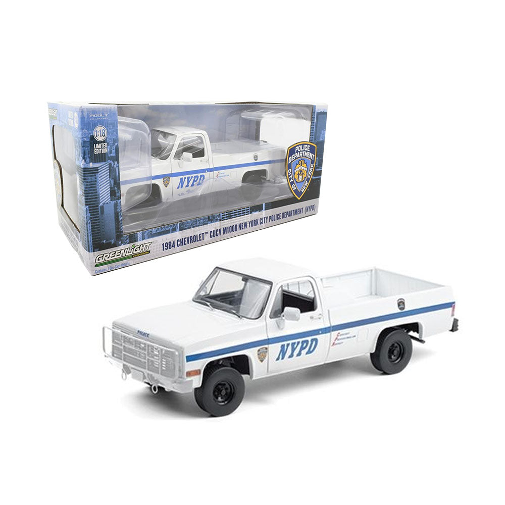 Greenlight Licensed 1:18 Scale NYPD Chevrolet CUCV M1008 Police 1984 Diecast Model Car