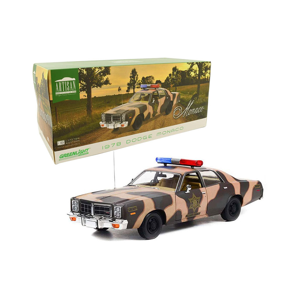 Greenlight Licensed 1:18 Scale Hazzard County Camouflaged Sheriff Dodge Monaco 1978 Model Car