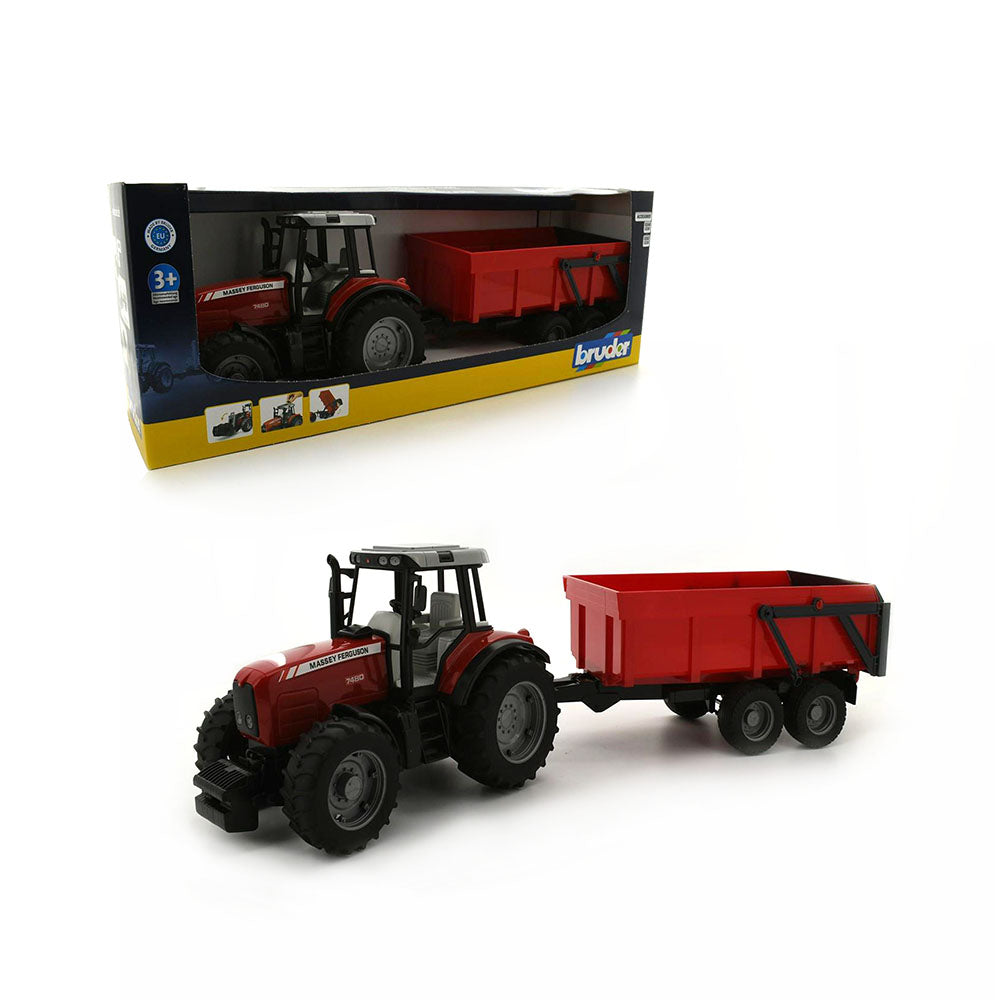 Bruder Licensed 1:16 Massey Ferguson 7480 Tractor With Tipping Trailer