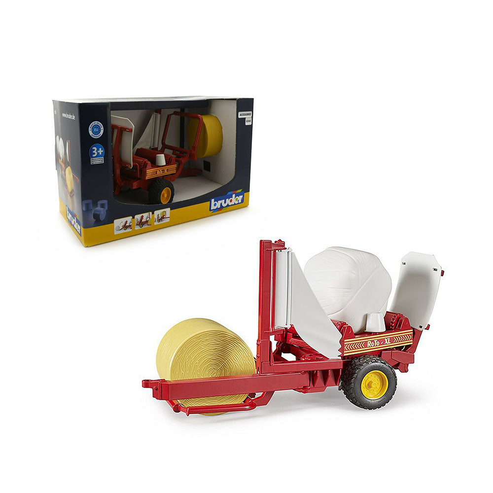 Bruder Licensed 1:16 Scale Bale Wrapper With Ochre & Black Round Bales