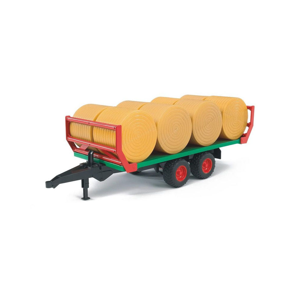 Bruder Licensed 1:16 Scale Bale Transport Trailer With 8 Round Bales Model Toy