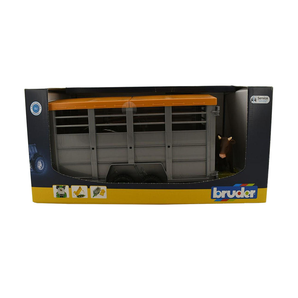 Bruder Licensed 1:16 Scale Livestock Trailer With 1 Cow Model Toy
