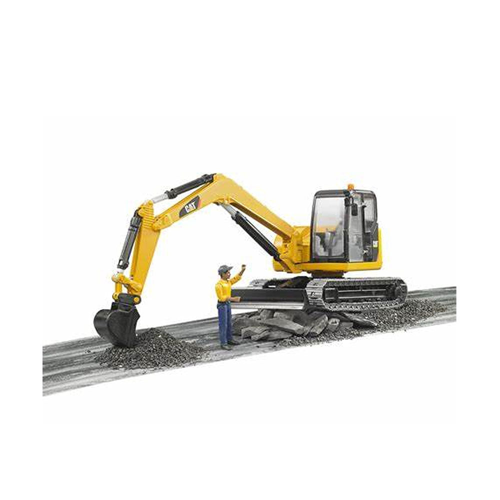 Bruder Licensed 1:16 Scale Caterpillar Mini Excavator with Worker
