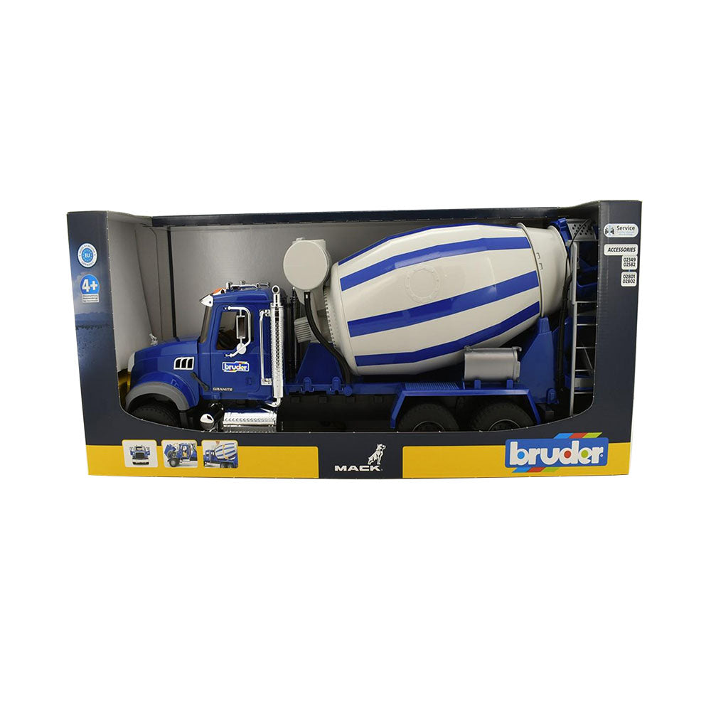 Bruder Licensed 1:16 Scale Mack Granite Cement Mixer Model Toy Blue & White